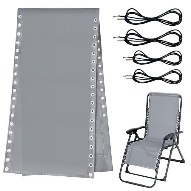 Ostlttyn Zero Gravity Chair Replacement Fabric with Cord Kits, 17inch Wide Repair Cloth with Replacement Bungee Cord for Anti Gravity Chairs Patio Lounge Chair Lawn Beach Sling Chair, Light Grey