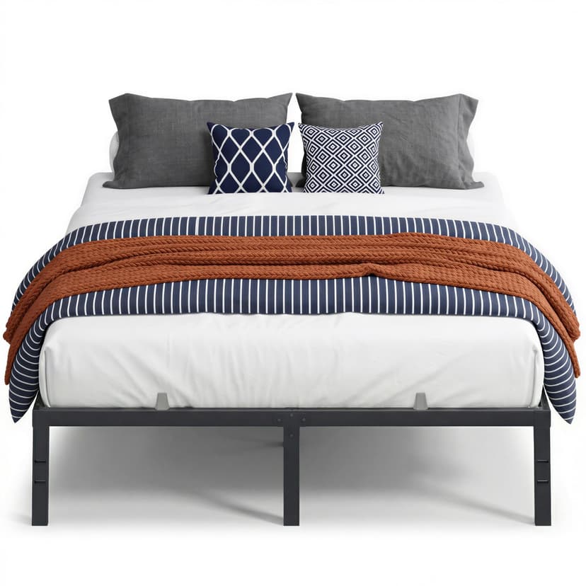 VASAGLE Queen Metal Bed Frame 14 Inches Tall, 1100 lb Weight Capacity, No Box Spring Needed, with Under-Bed Storage, Easy Setup, Heavy-Duty Platform Bed, Mattress Retainers, Matte Black URMB651BD02S