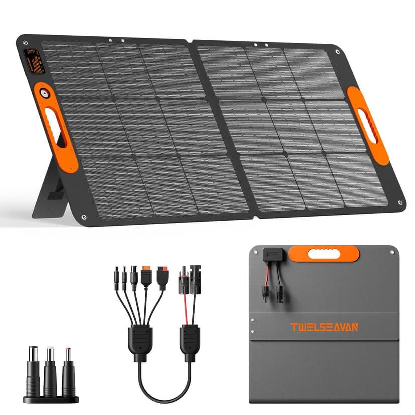 110W Portable Solar Panel for Jackery/EF/Bluetti/Anker/Goal Zero Power Station, IP68 Waterproof, 24% Efficiency, MC4 Output, ETFE Foldable Solar Charger with Adjustable Kickstand for Camping Outdoor