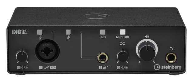 Steinberg IXO12 Black, 2x2 USB 2.0 24-Bit/192kHz Audio Interface With Cubase AI, Cubasis LE and Steinberg Plus Software