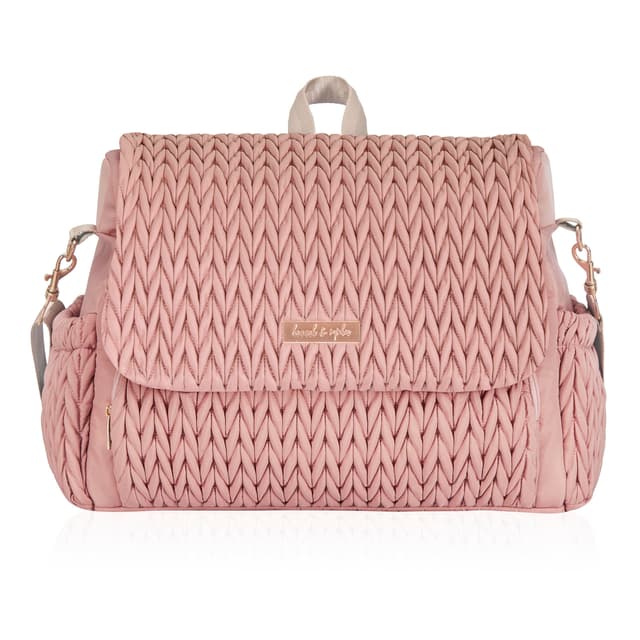 Hannah & Sophia Belle Convertible Baby Diaper Backpack & Bag in Pink Polyester with Classic Style