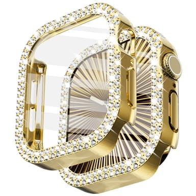 Surace Bling Apple Watch Case with Screen Protector Compatible with Apple Watch Series 11 Series 10 42mm, Crystal Diamond Overall Protective Case Face Cover Bumper 42mm, Gold