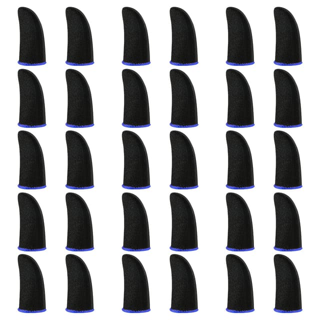 WLLHYF 30pcs Gamer Finger Sleeves Carbon Compression Support Thumb Gloves Touchscreen Finger Cover Anti Sweat Mobile Phone Tablet Gaming Stabilizer for All Touchscreen Devices (Blue)