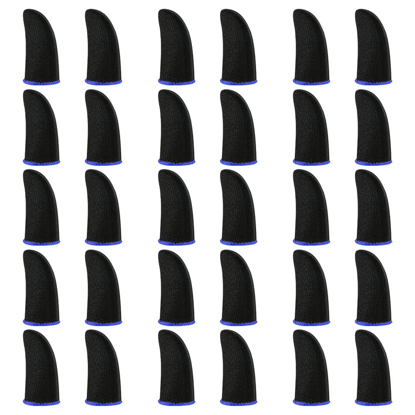 WLLHYF 30pcs Gamer Finger Sleeves Carbon Compression Support Thumb Gloves Touchscreen Finger Cover Anti Sweat Mobile Phone Tablet Gaming Stabilizer for All Touchscreen Devices (Blue)