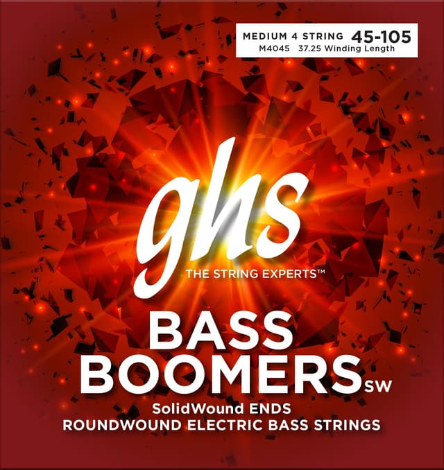 GHS Bass Boomers - SolidWound Ends - 4-String Bass String Set - 45-105 - Medium Gauge - M4045 Set