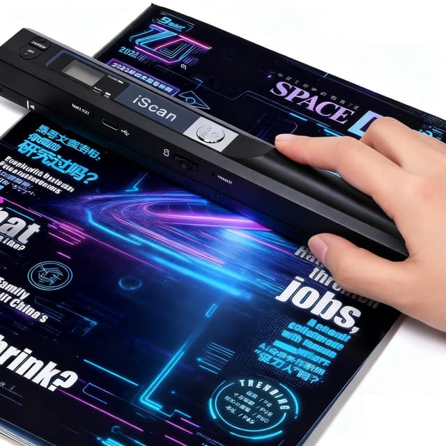 A4 Document Scanner, Portable Card Photo Scanner with 16GB Memory Card, Mini Handheld Receipt Scanners, USB Connection for Computer, Black, LNKH09