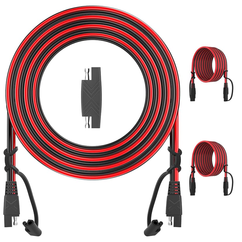 OYMSAE 12Feet SAE to SAE Extension Cable Quick Disconnect Connector 16AWG, for Automotive Solar Panel Extension Cable Plug(12FT(16AWG)) Pack of 2