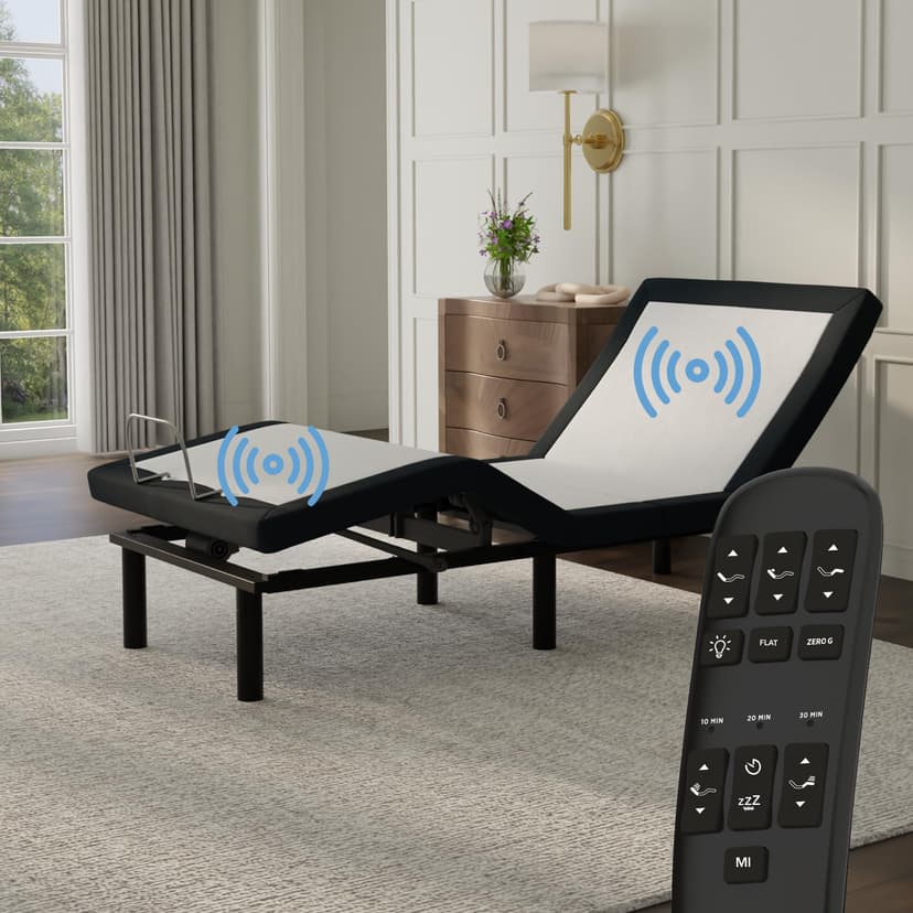 Blissful Nights e4 Twin XL Adjustable Bed Base with Massage, Anti-Snore, Zero Gravity, Dual USB Charging Station, Under Bed Nightlight, Wireless Remote Head and Foot Incline