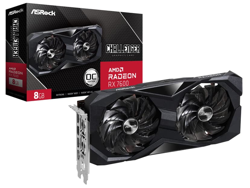 ASRock AMD Radeon RX 7600 Challenger 8GB OC GDDR6 DisplayPort HDMI 0dB Silent Cooling Graphics Card 128-bit 7680 x 4320 18 Gbps Graphics Card