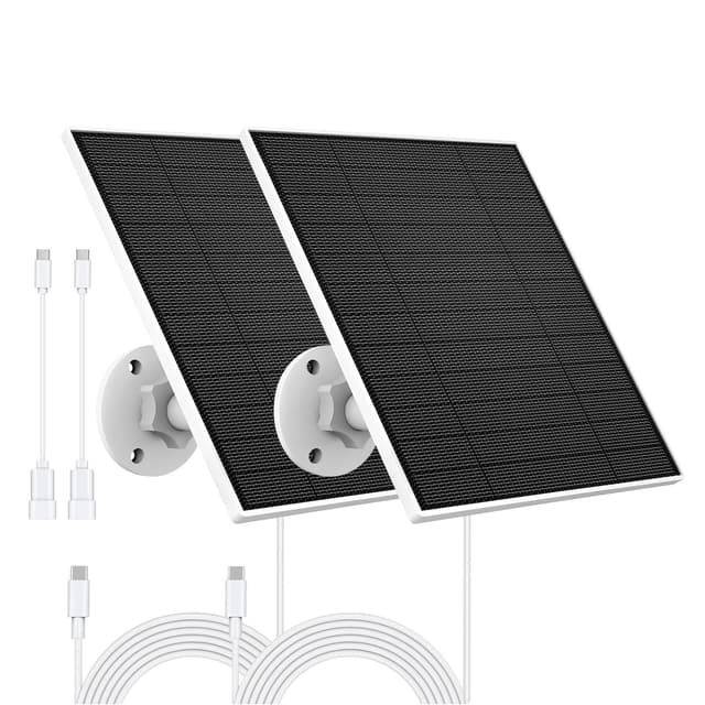 Solar Panel for Eufy Outdoor Camera, Camera Solar Panel Charger Compatible with Eufycam, Continuous Power Supply, 5W Solar Panel with 9.8ft Charging Cable, IP65 Waterproof, 2 Pack