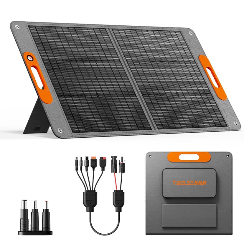 100W Portable Solar Panel for Power Station, 24% High Efficiency ETFE Foldable Solar Panel Charger, QC3.0, Type-C 60W, MC4 Output, IP65 Waterproof, for Outdoor Camping, RV, Emergency Power Supply