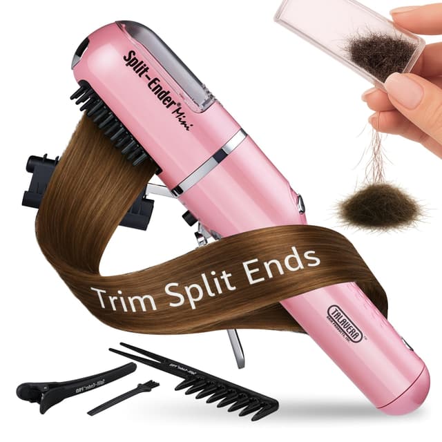 Split Ender Mini – Original Cordless Split End Hair Trimmer for Dry, Damaged, Brittle, Curly, Frizzy, or Straight Hair – Battery Operated Home Styling Tool for Split Ends (Battery-Powered, Light Pink)