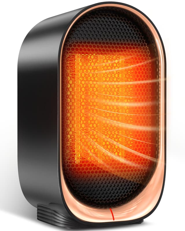 Space Heater, Portable Heater for Indoor Use, Small Electric Heaters with Overheat & Tip-Over Protection, Mini Desk Heaters for Office Bedroom Bathroom, Compact & Efficient Heating, Black