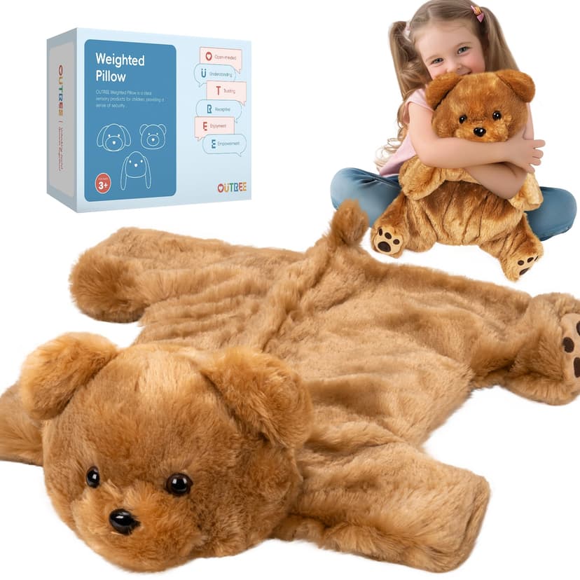 OUTREE Weighted Lap Pad for Kids 22.83 * 19.69 in,Weighted Stuffed Animals for Sensory Needs,4.5LBS Bear-Shaped Weighted Lap Blanket,Sensory Toys for Kids with Autism