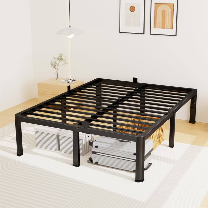 12 Inch Full Bed Frame, Metal Platform Bed Frame with Round Corner Legs, 3500 lbs Heavy Duty Steel Slats Support, No Box Spring Needed, Noise Free, Easy Assembly, Black