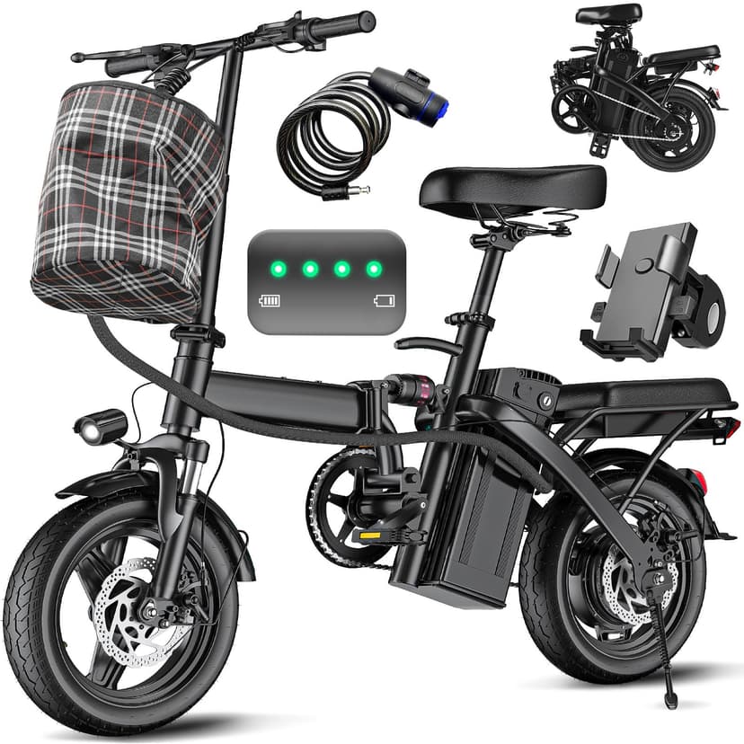 Electric Bike for Adults Teens, Folding E-Bike,Commuter City Foldable ebike with 560W Motor 48V 10Ah Battery, 24MPH 3-Level Pedal Assist, Dual Disc Brakes,14" Compact Electric Bicycle with Pedals