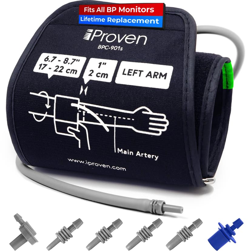 Small Cuff Compatible with All Automatic Blood Pressure Monitors, Curved Fit, 6.7"-8.7" Inches (17-22CM), Small, Pediatric Replacement Cuff for Child & Woman with 6 Connectors