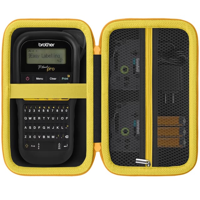 Baval Label Printer Case Compatible with Brother P-Touch PTH110BP/PTH110/PTH111 Pro Label Maker(Black Case,Yellow Zipper)