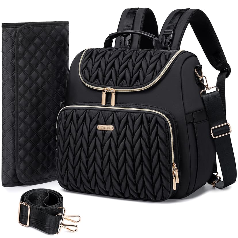 Tealari 4 in 1 Convertible Diaper Bag Backpack,Waterproof Baby Diaper Bag with Changing Pad,Converts into Baby Tote Bag,Diaper Backpack,Stroller Bag and Crossbody Diaper Bag