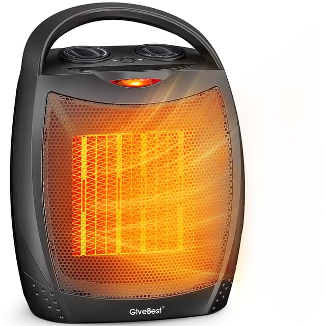 GiveBest Portable Electric Space Heater, 1500W/750W Ceramic Heater with Thermostat, Heat Up 200 Square Feet in Minutes, Safe and Quiet for Office Room Desk Indoor Use