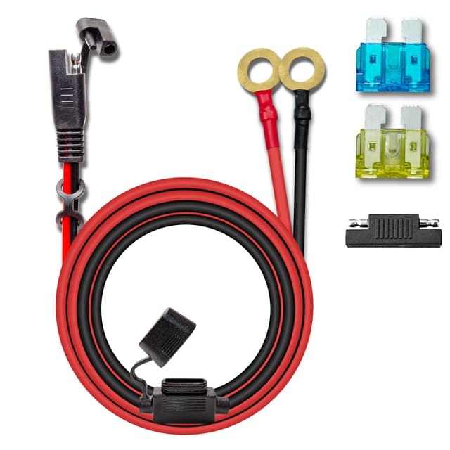 BFXM 10AWG 10FT Charger Cable, SAE to O Ring Terminal Quick Disconnect Harness, 2 Pin SAE Connectors Extension Cables Cord with 15& 20A Fuse and 1 Reverse Plug for Car, Motorcycle, Solar Panel