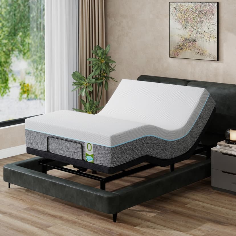 Vipbear Adjustable Bed Frame Massage Full with 12" Memory Foam Mattress Head & Foot & Headrest Incline Electric Bed with Wireless Remote & APP | Zero Gravity | Anti-Snore | USB Ports