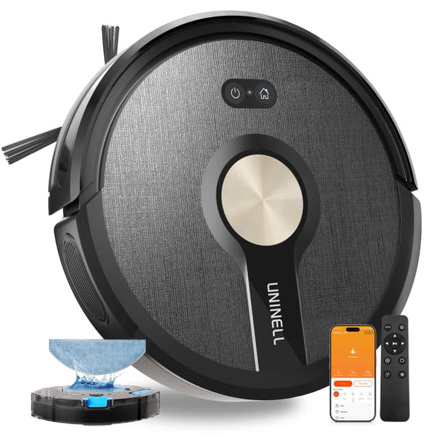 uninell Robot Vacuum and Mop Combo,5000Pa180mins Runtime with App Remote Alexa Control, Ideal for Hard Floor Carpet Pet Hair, Low Battery Recharge,Schedule Cleaning(UR1)