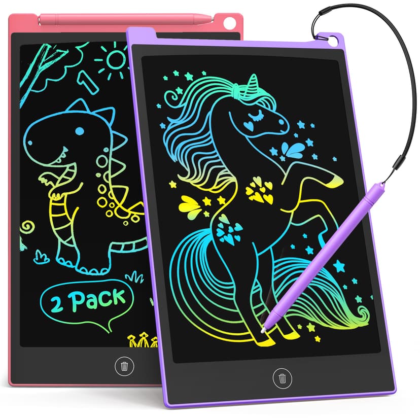 TECJOE 2 Pack LCD Writing Tablet, 8.5 Inch Colorful Doodle Board Drawing Tablet for Kids, Kids Travel Games Activity Learning Toys Birthday Gifts for 3 4 5 6 Year Old Boys and Girls Toddlers