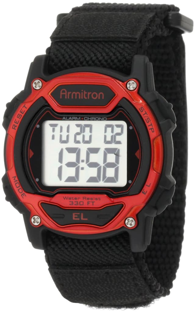 Armitron Sport Unisex 457004RED Silver-Tone and Red Accented Chronograph Digital Watch