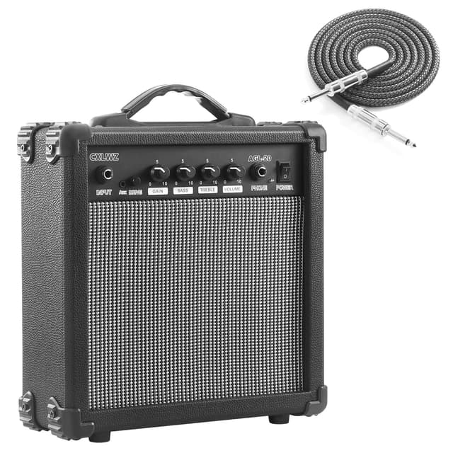 CXLWZ Electric Guitar Amp 20 Watt Amplifier Portable Amp with Headphone Input Gain Powe Including Professional Noise Reduction Cable ļ¼Blackļ¼