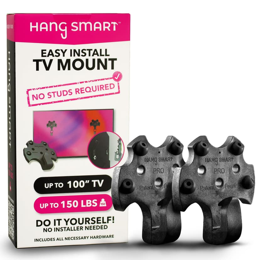 HangSmart TV® Wall Mount NO Stud - Original & Patented Easy Install, DIY for 19-100" TVs, Holds Up to 150LBS, Fits Most LED LCD Flat Screens & Monitors, Includes Hardware