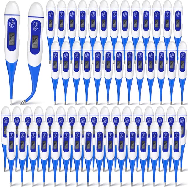 TrelaCo 64 Pcs Thermometer for Adults Digital Oral Thermometer for Fever Basal Body Fast Reading Flexible Tip for Underarm Rectal Mouth Temperature Measurement(Blue)