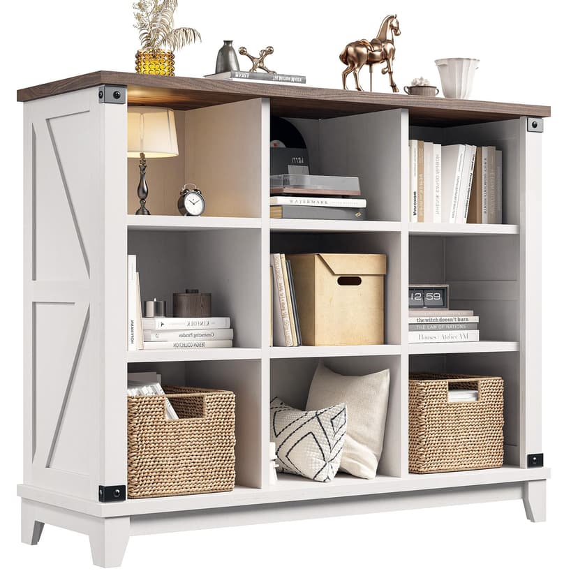 EnHomee 9 Cube Storage Organizer and Shelf, Cube Shelf with Storage,White Bookshelf for Bedroom and Home Office
