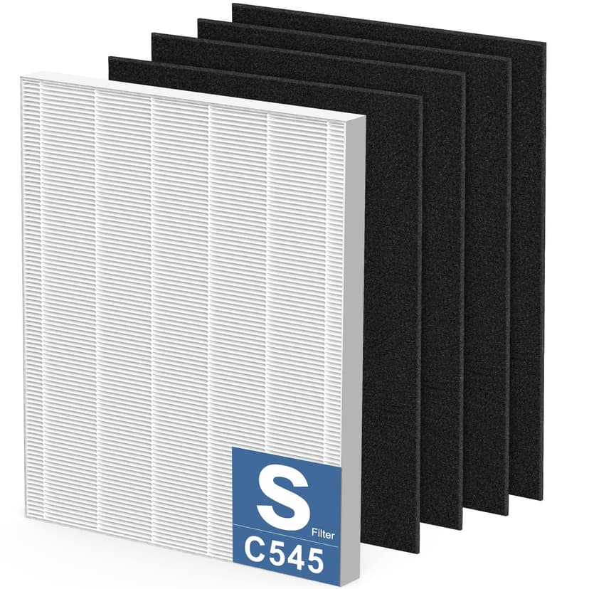 C545 HEPA Replacement Filter S Compatible with Winix C545 Air Purifier, Replaces Part 1712-0096-00 and 2522-0058-00, 1 HEPA Filter + 4 Activated Carbon Filters, 1 Pack