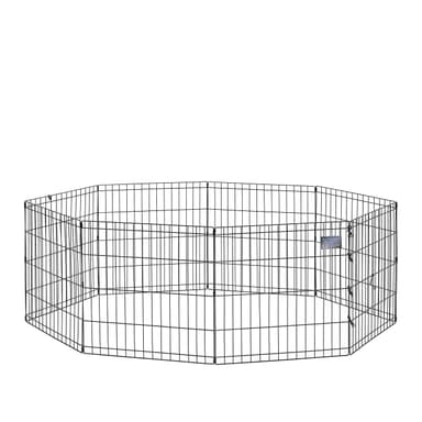 MidWest Homes for Pets Folding Metal Puppy / Dog Exercise Pen, Indoor/Outdoor Playpen with No Door, Provides 16 Sq Feet of Play Space, 24-Inches Tall, Black E-Coated