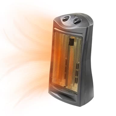 Comfort Zone Space Heaters for Indoor Use, Portable Electric Heater, Adjustable Thermostat, Infrared Heat, Quartz Tower Space Heater with 2 Heat Settings, Bedroom Heater, Black