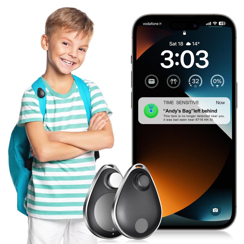 Utag GPS Tracker for Kids Hidden 2pack, Security Tag with Pins Works with Find My (iOS only), Lost Mode, Anti-Removal Tracking Device for Children, Elderly, Pets, Backpack, Vehicles, No Monthly fee