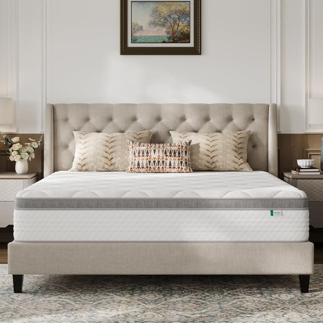 Novilla Queen Mattress, 12 Inch Hybrid Mattress Queen with Comfort Foam,Innerspring Pillow Top Mattresses in a Box, Pressure & Pain Relief, Soft Feel but Supportive