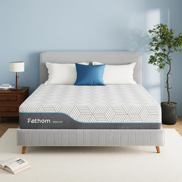 FATHOM Medium Queen Mattress 12 Inch Memory Foam Mattress Queen Size Bed in a Box for Back Pain Relief and Cool Sleep with Gel Foam and Removeable Fiberglass Free Cover, CertiPUR-US Certified