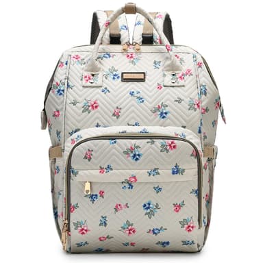 Diaper Bag Backpack, Diaper Bags for Baby Girls Boys, Baby Bags for Moms Dads, Nappy Changing Bag with Insulated Pockets,Multi-functional Waterproof Backpack with Stroller straps-Beige Flowers