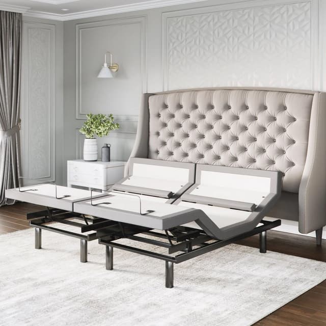 Sven & Son Platinum Adjustable Bed Base Frame Only, Head and Foot Lift, Lumbar Support, Head-Pillow-Tilt, Massage, Under-Bed Lights, USB - California King