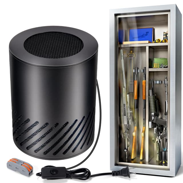 Gun Safe Dehumidifier Electric, Dehumidifier for Gun Safe Dryer, Plug in Gun Safe Heater, 360° Heating Circular Air with Built-in Fan