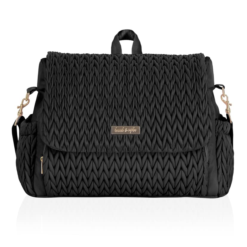 Hannah & Sophia Belle Convertible Baby Diaper Backpack & Bag in Black, Large Size, Dual Sided Water Resistant Changing Mat Included, Detachable Shoulder Straps, Easy To Use