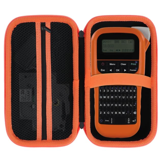 Peyyargo Case Compatible with Brother P-Touch PTH110 / PTH111 Pro / PTE110 Portable Monochrome Label Maker (Black+Orange Zipper)