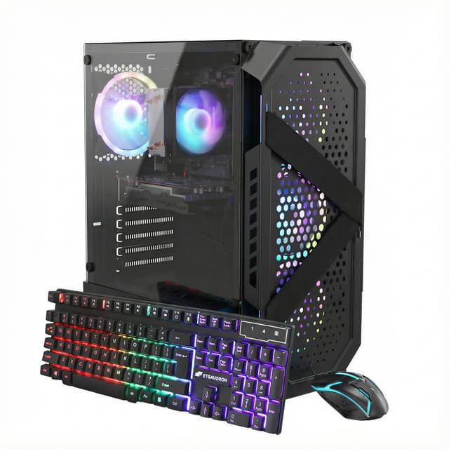 STGAubron Gaming PC Desktop Computer, AMD Ryzen 5 5500 up to 4.2G, Radeon RX 6500 4G, 16GB DDR4, 512GB SSD, WiFi 6, BT 5.2, RGB Fan x4, Windows 11 Home