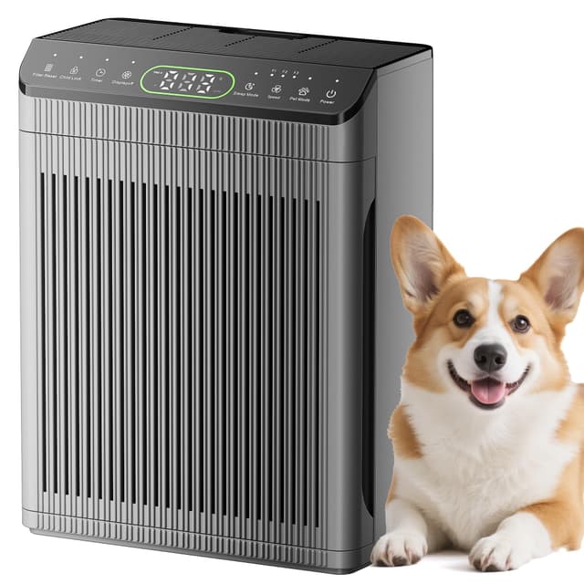 Air Purifiers for Home Large Room up to 2200sq.ft with Washable Filters, EVALIT Air Purifier for Bedroom with Fragrance, PM 2.5 Display Air Quality Sensor for Smoke Dust Odors, Grey, 1Pack+3Modes