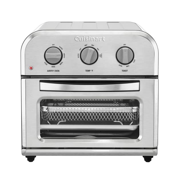 Cuisinart Compact Air Fryer Toaster Oven, Stainless Steel Fryer with 6-in-1 Functions, Adjustable Temperature, Includes Oven Rack, Baking Pan and Air Fry Basket, TOA-26