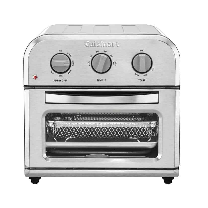 Cuisinart Compact Air Fryer Toaster Oven, Stainless Steel Fryer with 6-in-1 Functions, Adjustable Temperature, Includes Oven Rack, Baking Pan and Air Fry Basket, TOA-26