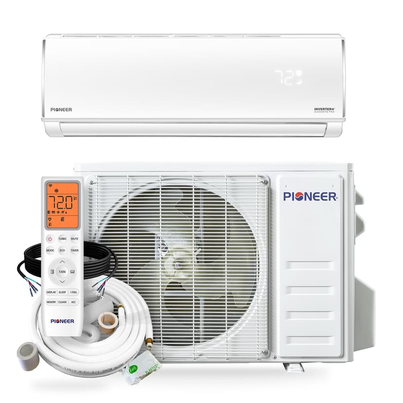 Pioneer Diamante Pro 12,000 BTU 20 SEER2 115V High-Wall Ductless Mini-Split Air Conditioner Inverter Heat Pump with 16 Ft. Kit