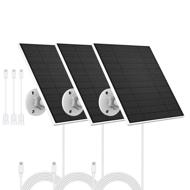 Solar Panel for Eufy Outdoor Camera, Compatible with Eufycam Camera, Continuous Power Supply, Includes 9.8ft Charging Cable, IP65 Waterproof, 3 Pack